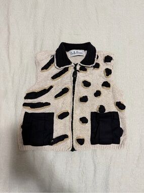 BellPonte Beige & Black Knit Zip Vest